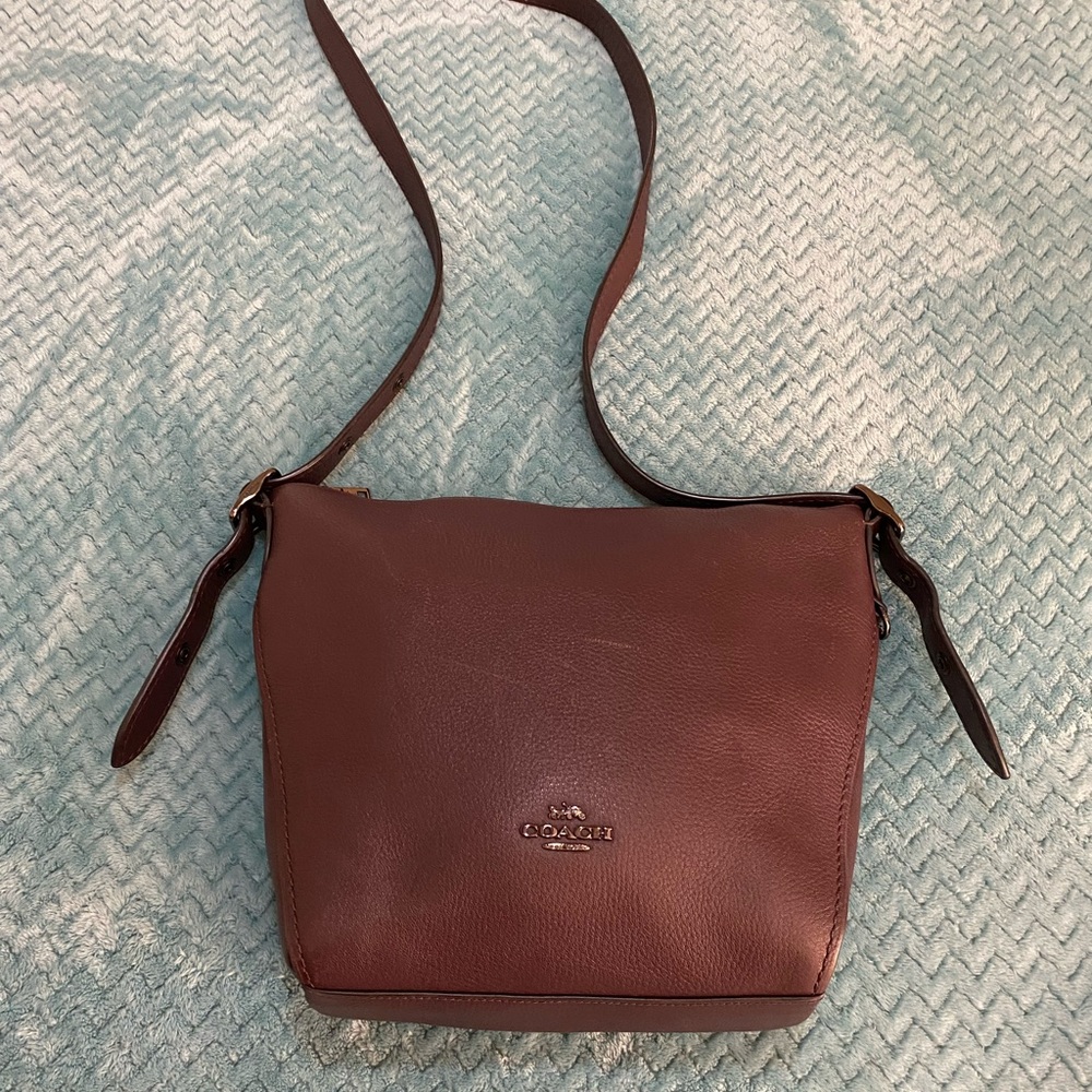 Coach Dark Oxblood Burgundy Leather Crossbody Bag